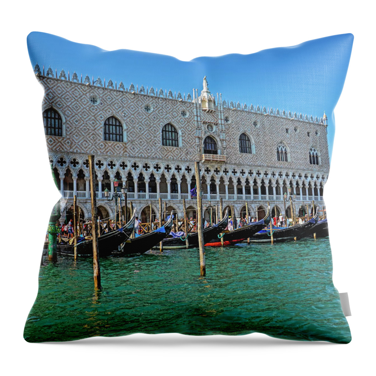 Gondola Throw Pillow featuring the photograph Venice - Gondolas by Yvonne Jasinski