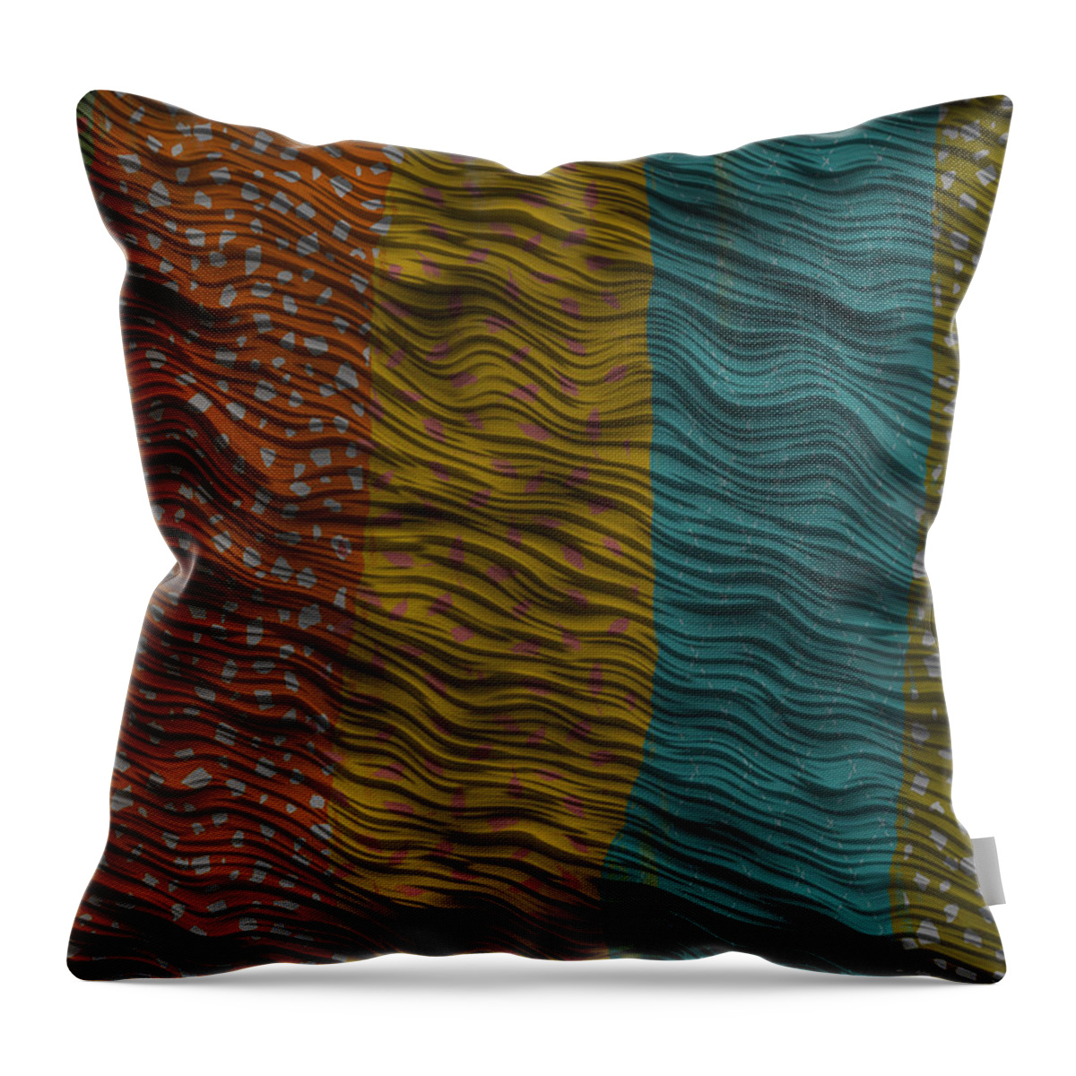 Red Turquoise Sage Throw Pillow featuring the digital art Vertical Patterns by Bonnie Bruno