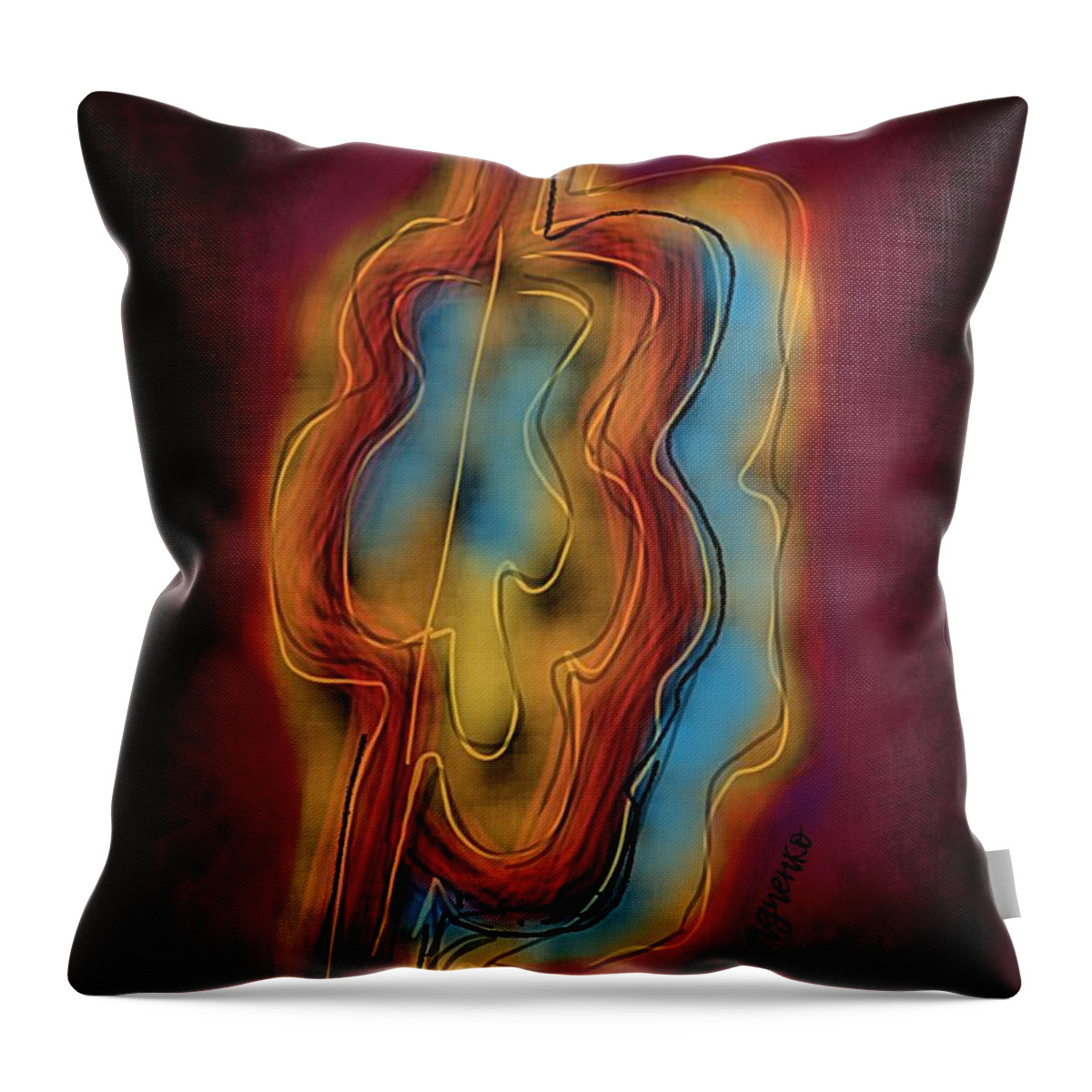 Abstract Throw Pillow featuring the digital art Vibrating cloud by Ljev Rjadcenko