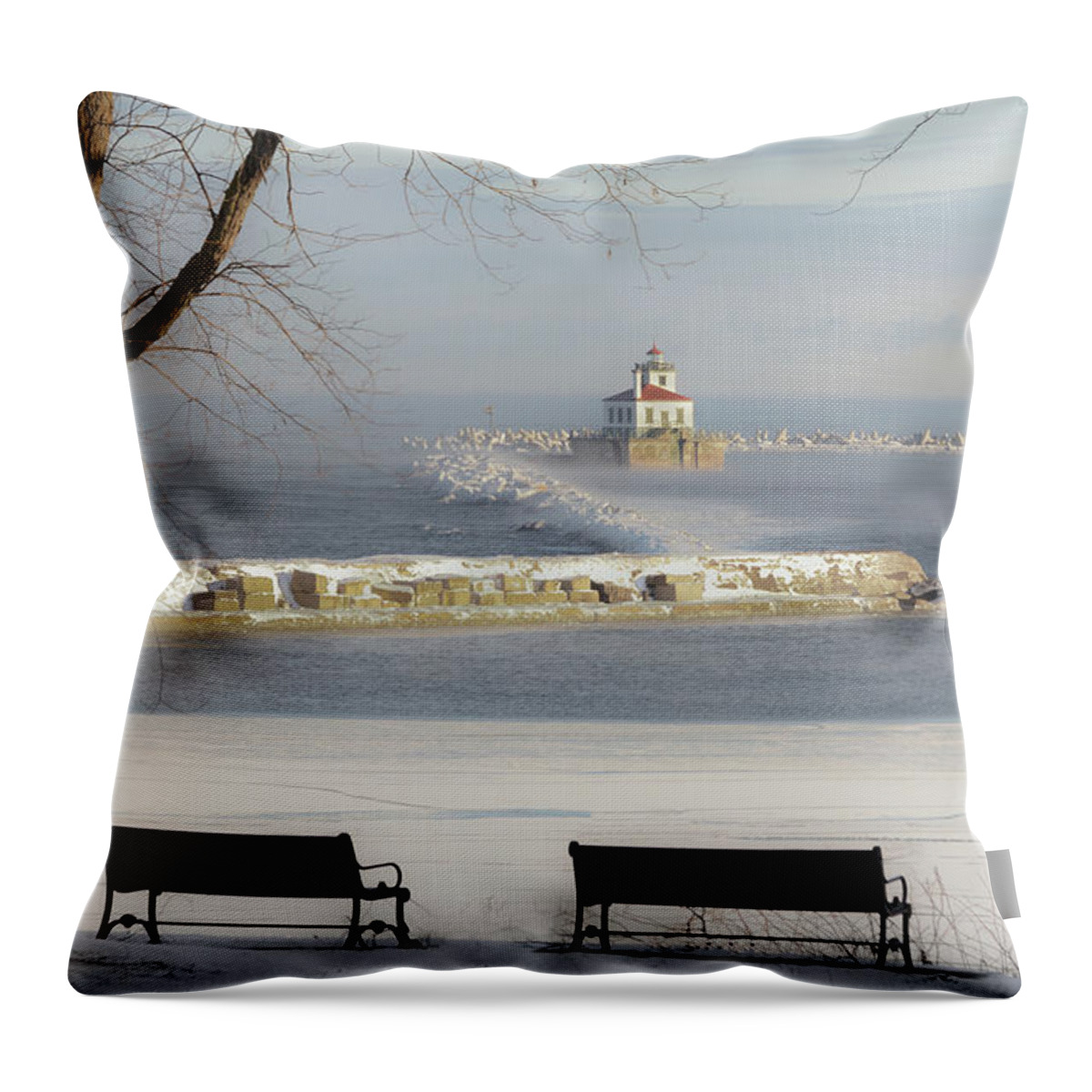 Lighthouse Throw Pillow featuring the photograph View to a Lighthouse by Rod Best