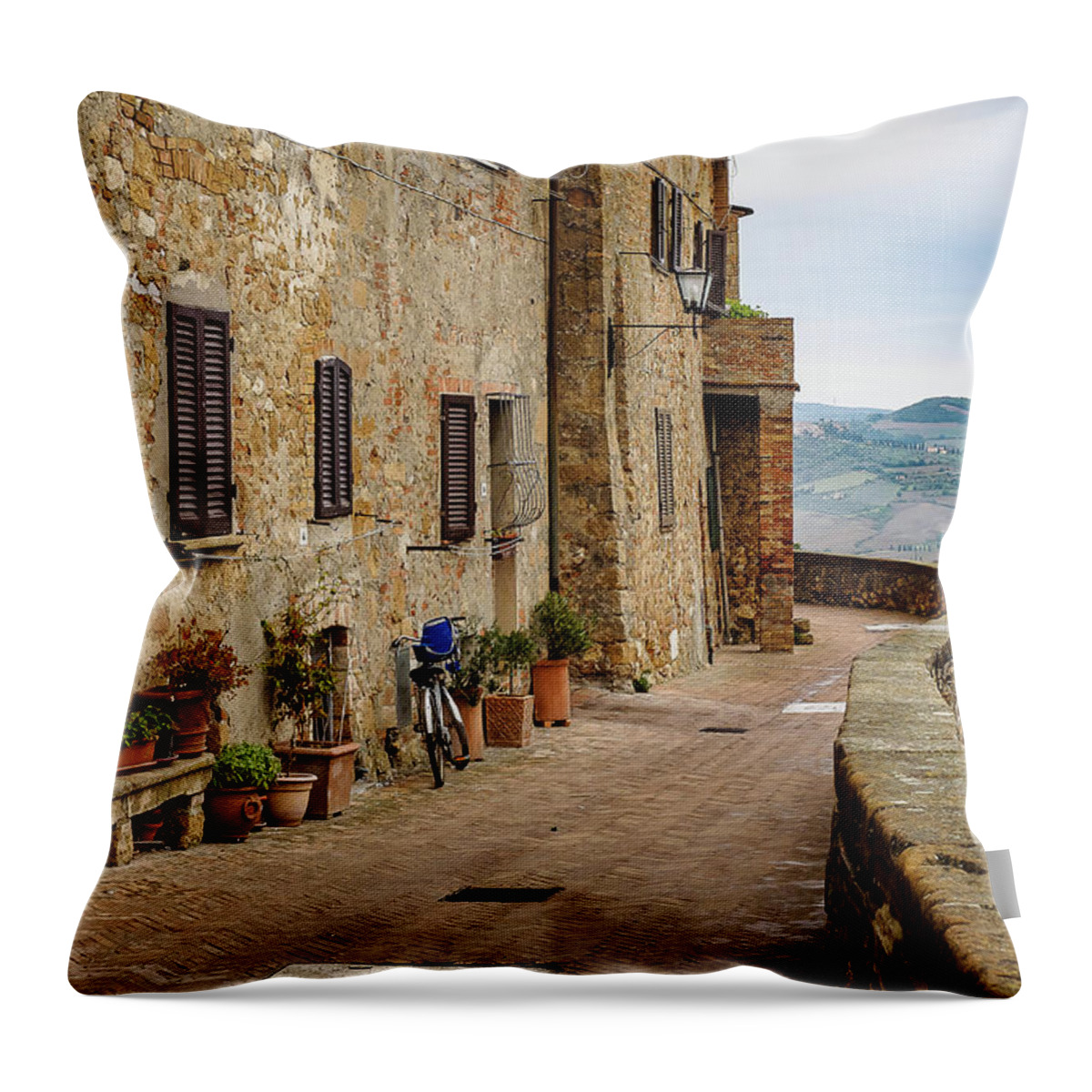 Italy Throw Pillow featuring the photograph Views from the village wall by Robert Miller