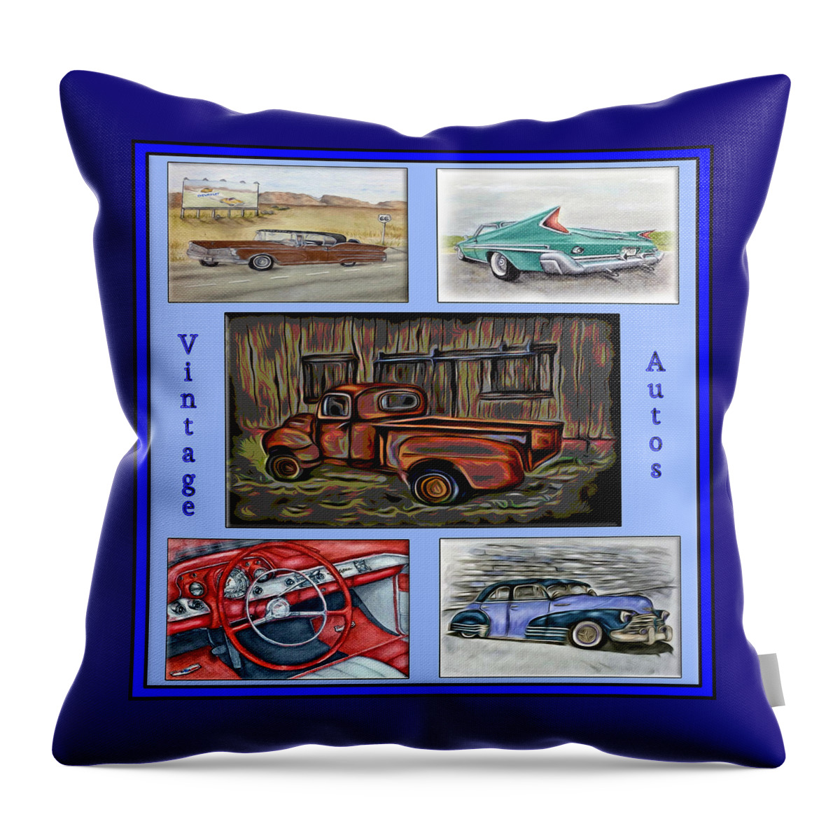 Chevy Throw Pillow featuring the digital art Vintage Auto Poster by Ronald Mills