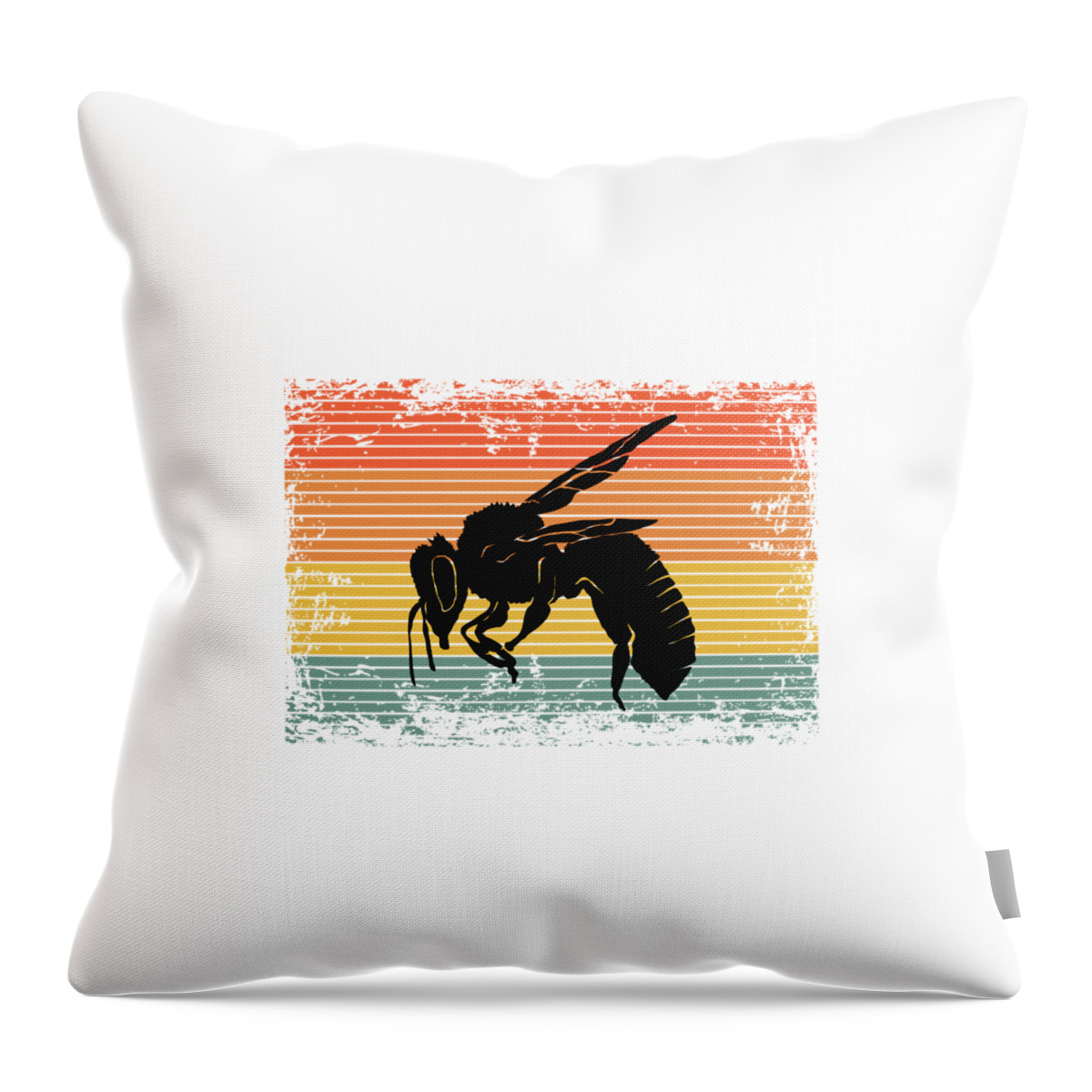 Bee Throw Pillow featuring the digital art Vintage Bee Wasp Insect Gift Idea by J M
