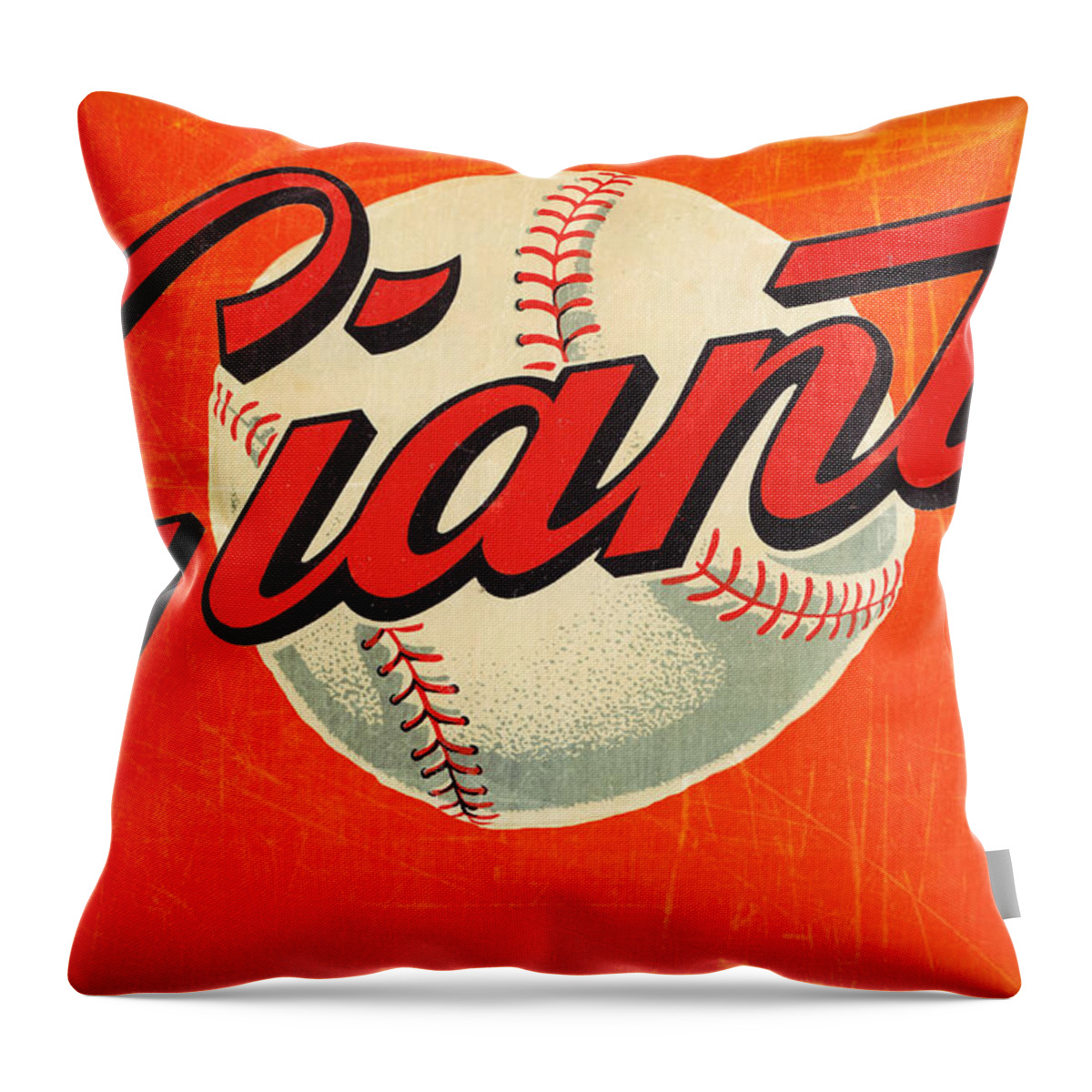 San Francisco Giants Throw Pillow featuring the mixed media Vintage San Francisco Giants Art by Row One Brand