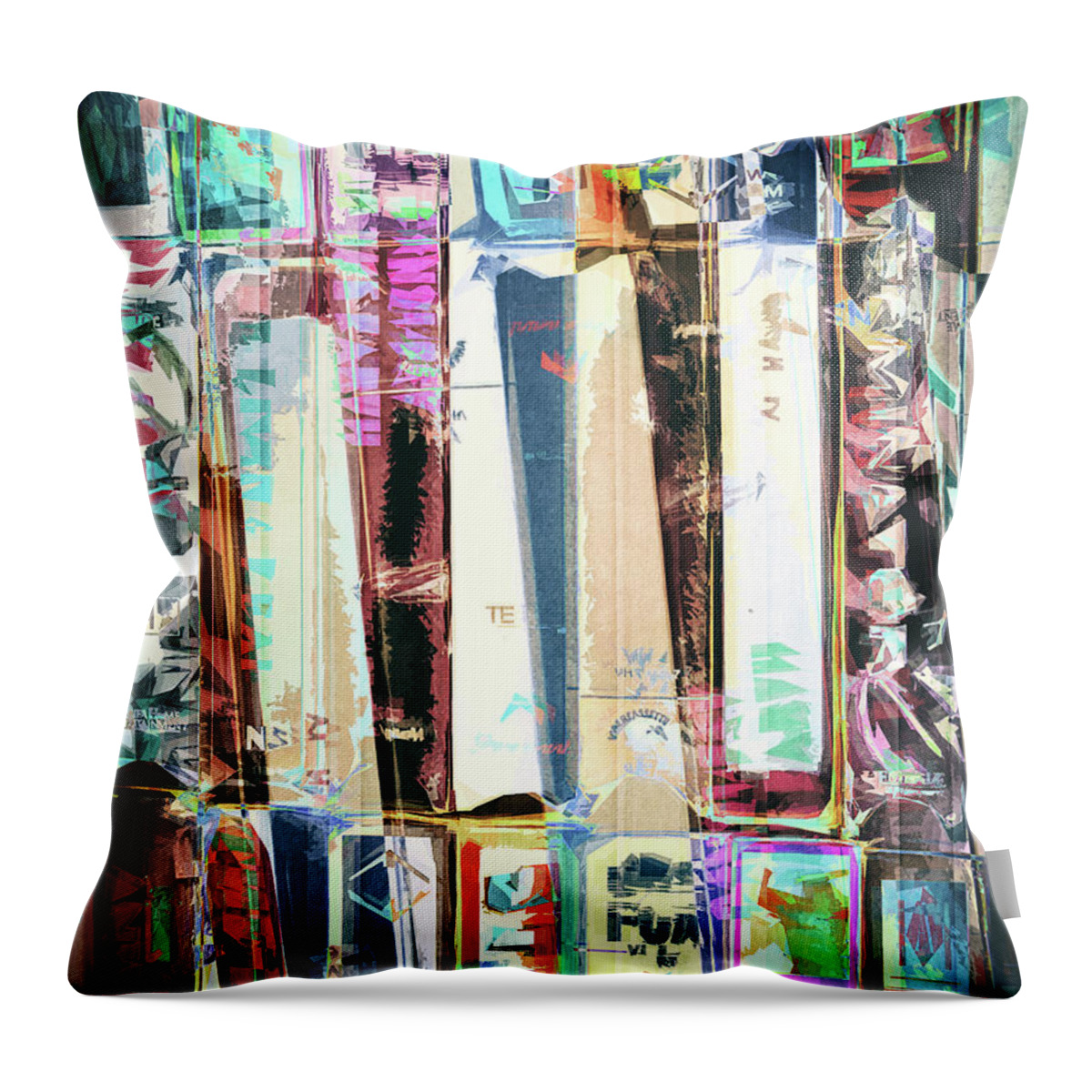 Vcr Throw Pillow featuring the digital art Vintage Videos Abstract by Phil Perkins