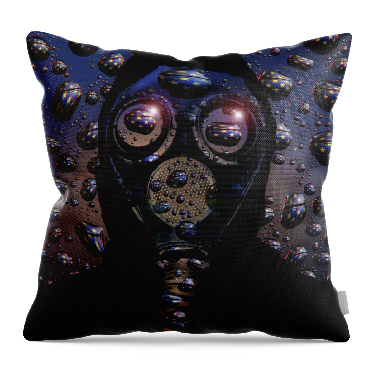 Mask Throw Pillow featuring the digital art Viral America by Jim Painter