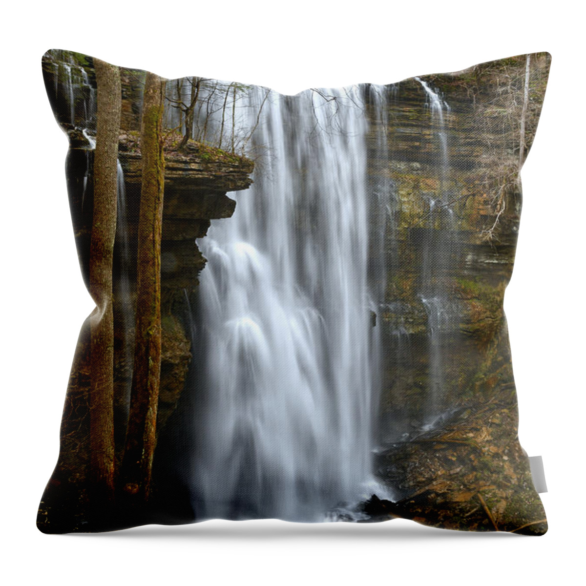 Virgin Falls Throw Pillow featuring the photograph Virgin Falls 4 by Phil Perkins