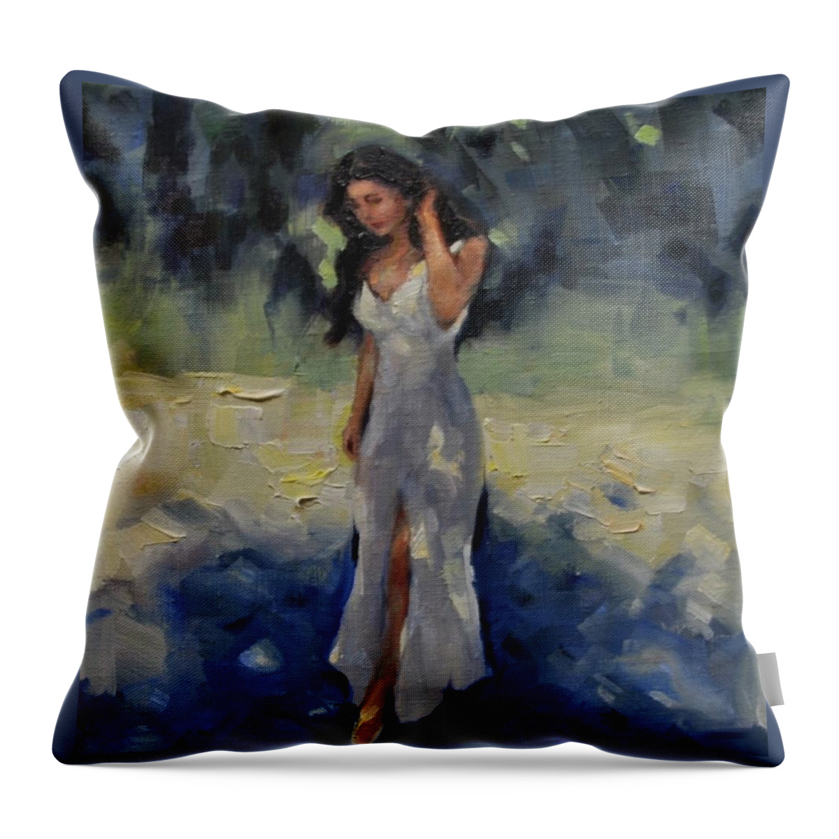 Women Throw Pillow featuring the painting Visions of Sapphires by Ashlee Trcka