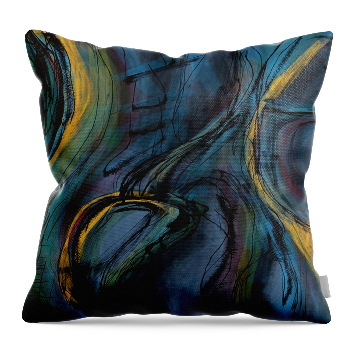 Blue Throw Pillow featuring the digital art Voices of nature by Ljev Rjadcenko