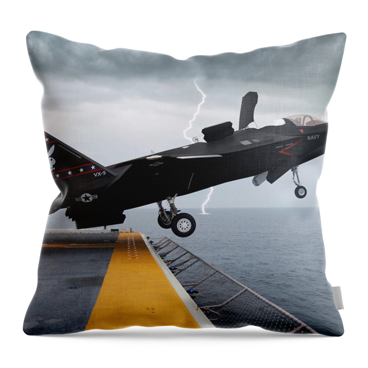 Stealth Throw Pillow featuring the digital art Vx-9 F-35b by Custom Aviation Art