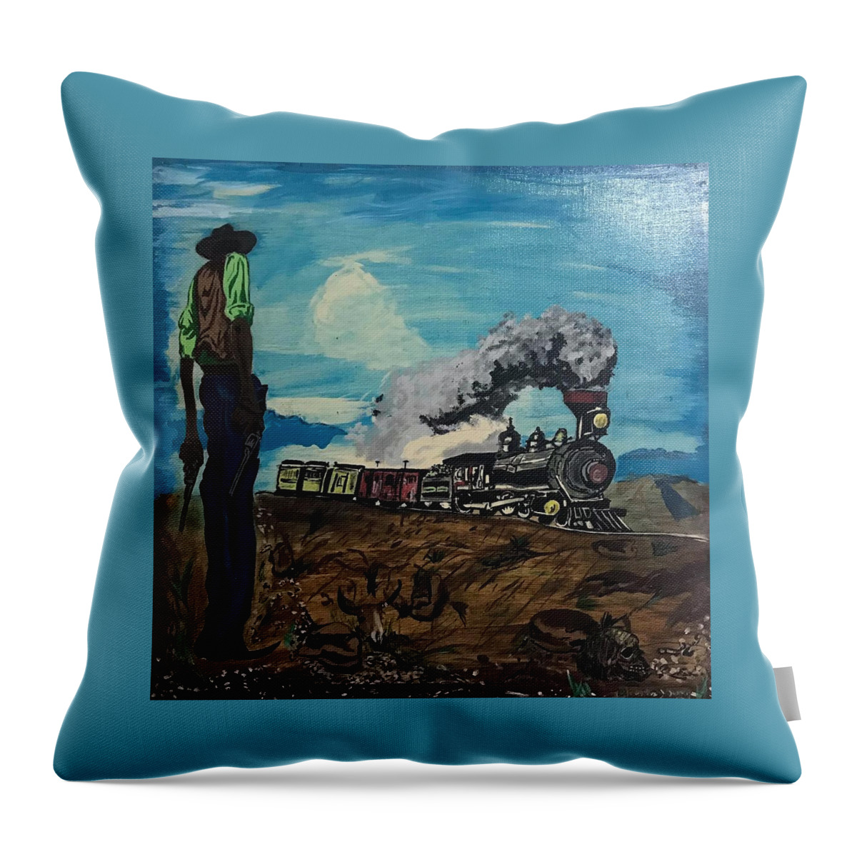  Throw Pillow featuring the painting Waitin in the Cut by Charles Young