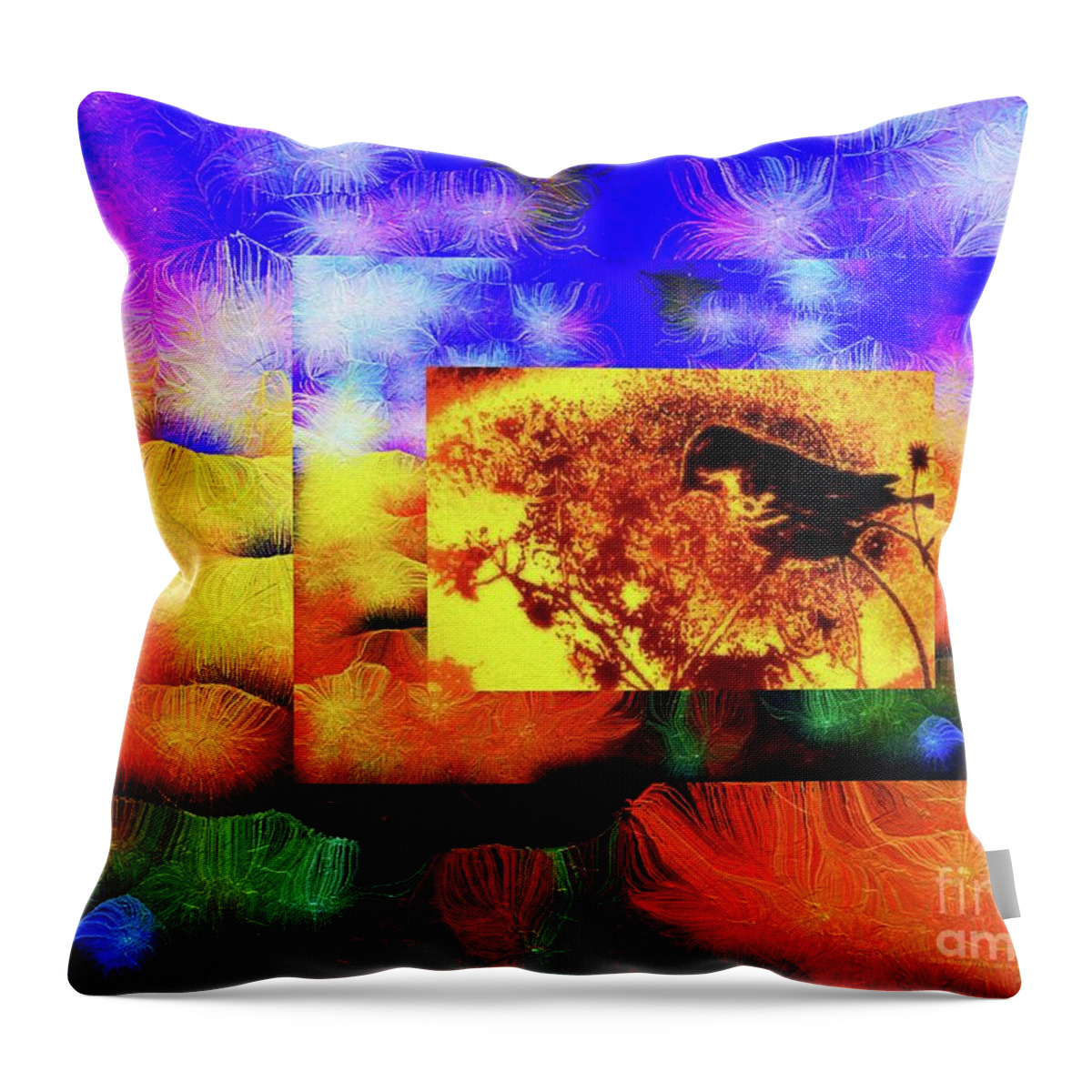 Silk-featherbrush Throw Pillow featuring the mixed media Waking up inside a Dream within a Dream by Aberjhani