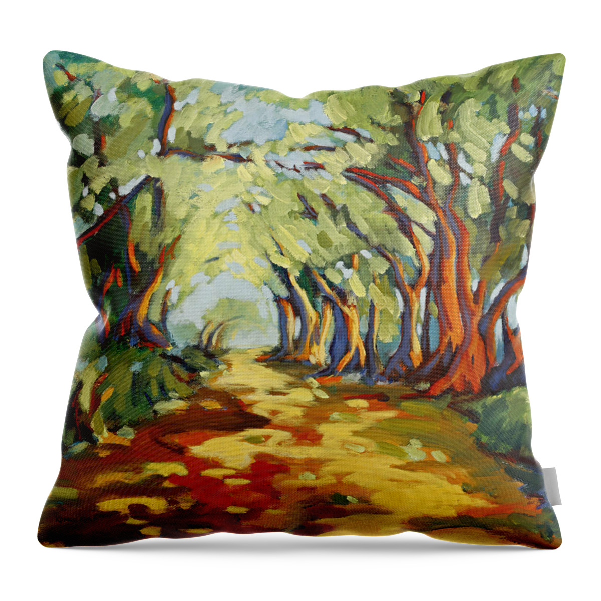 Forest Throw Pillow featuring the painting Walk in the Woods 2 by Konnie Kim