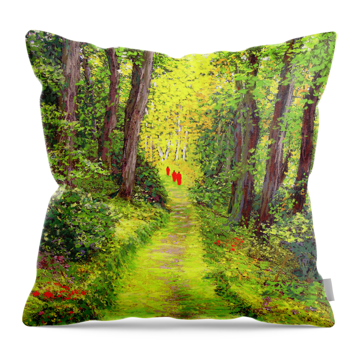 Meditation Throw Pillow featuring the painting Walking Meditation by Jane Small