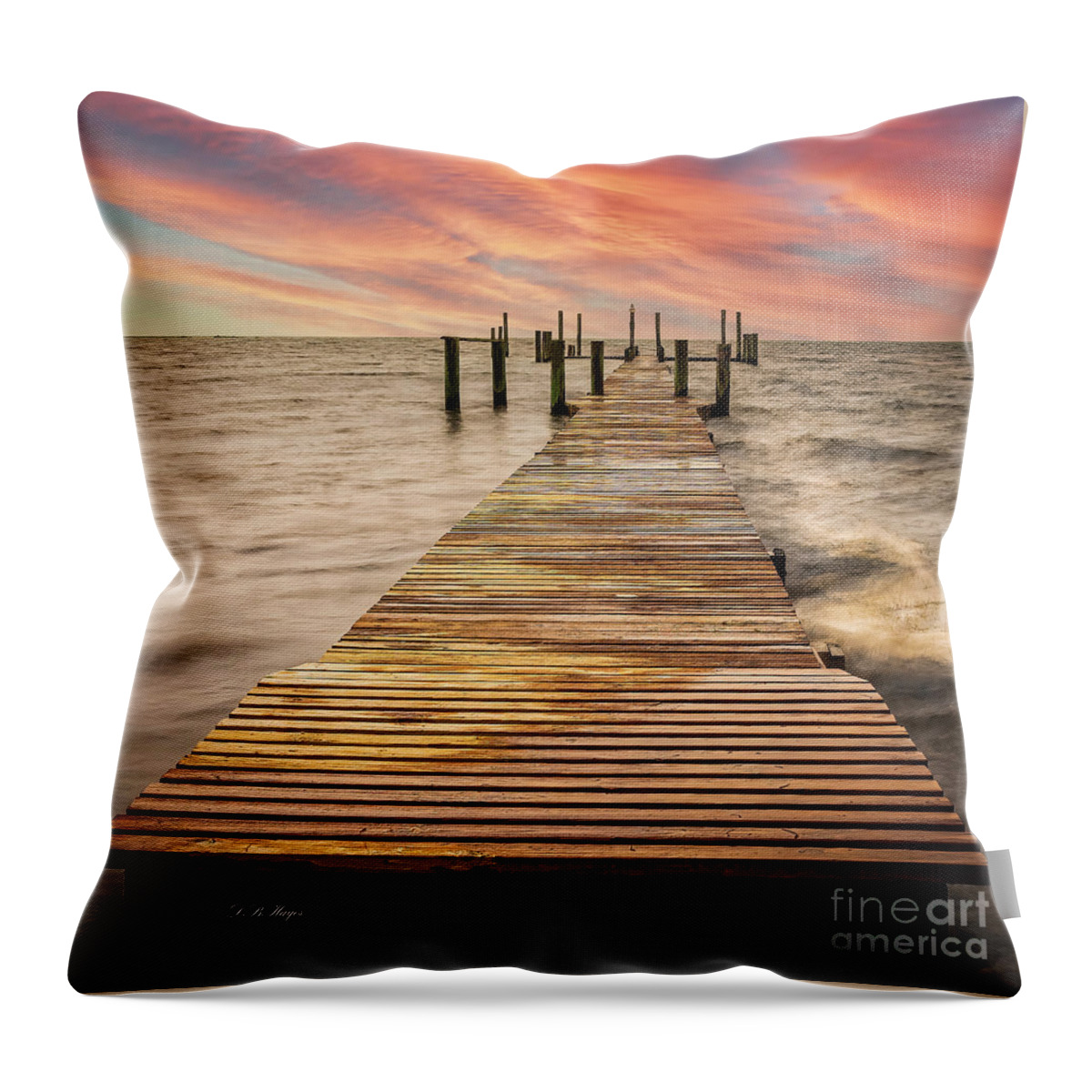 Seas Throw Pillow featuring the photograph Walkway In The Sea by DB Hayes