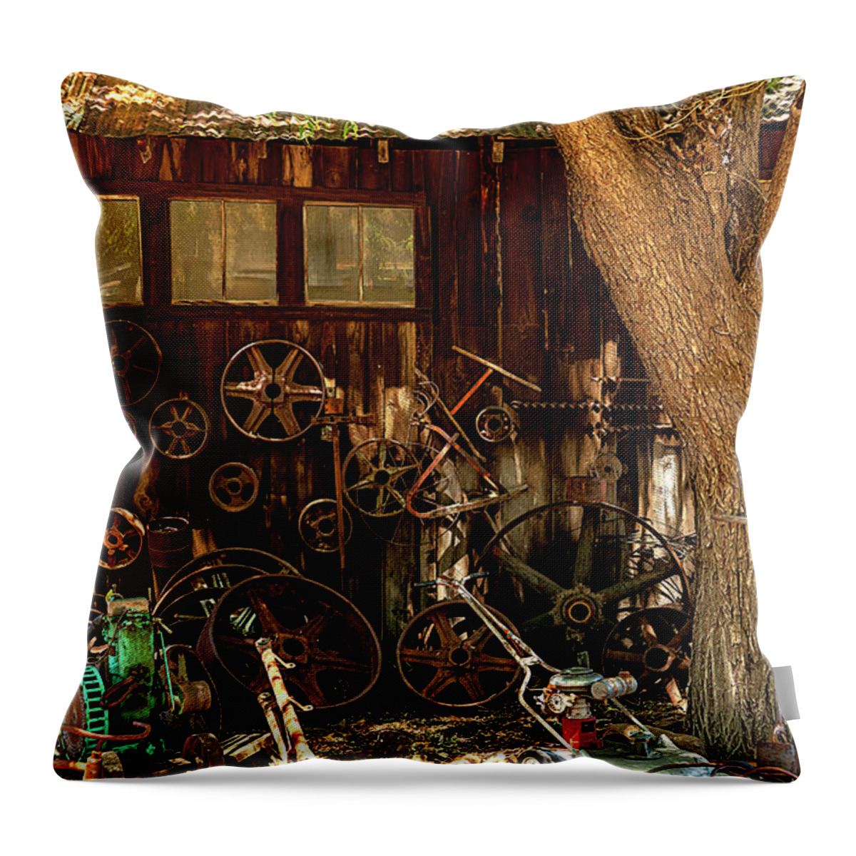  Throw Pillow featuring the photograph Wall of Wheels by Al Judge