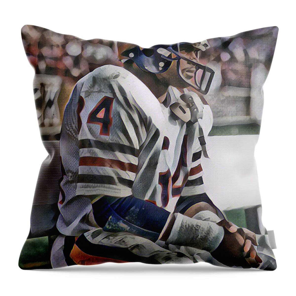 Walter Payton Throw Pillow featuring the mixed media Walter Payton Chicago Bears Art 2 by Joe Hamilton