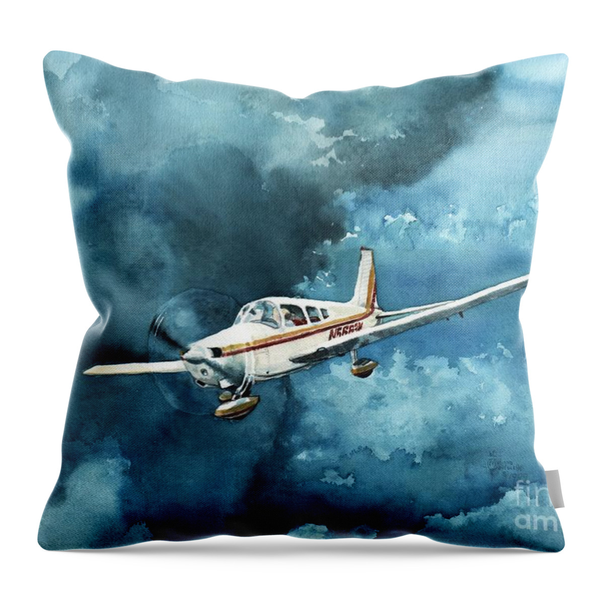 Piper Throw Pillow featuring the painting Warrior Races the Storm by Merana Cadorette