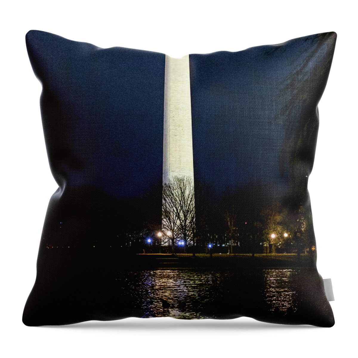 Washington D.c. Throw Pillow featuring the digital art Washington Monument by SnapHappy Photos