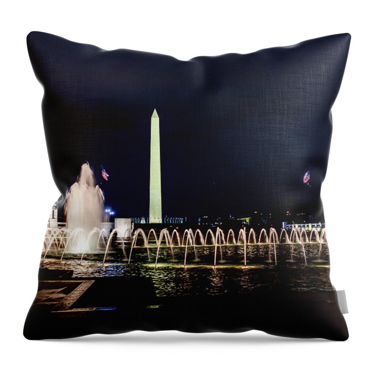 Washington Monument Throw Pillow featuring the digital art Washington Monument from the World War II Memorial by SnapHappy Photos