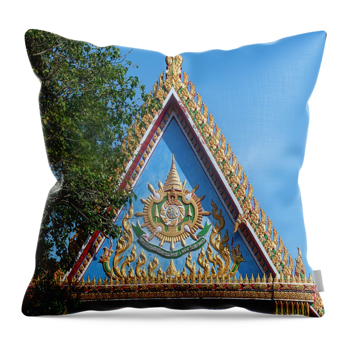 Scenic Throw Pillow featuring the photograph Wat Bung Temple Gate DTHNR0221 by Gerry Gantt