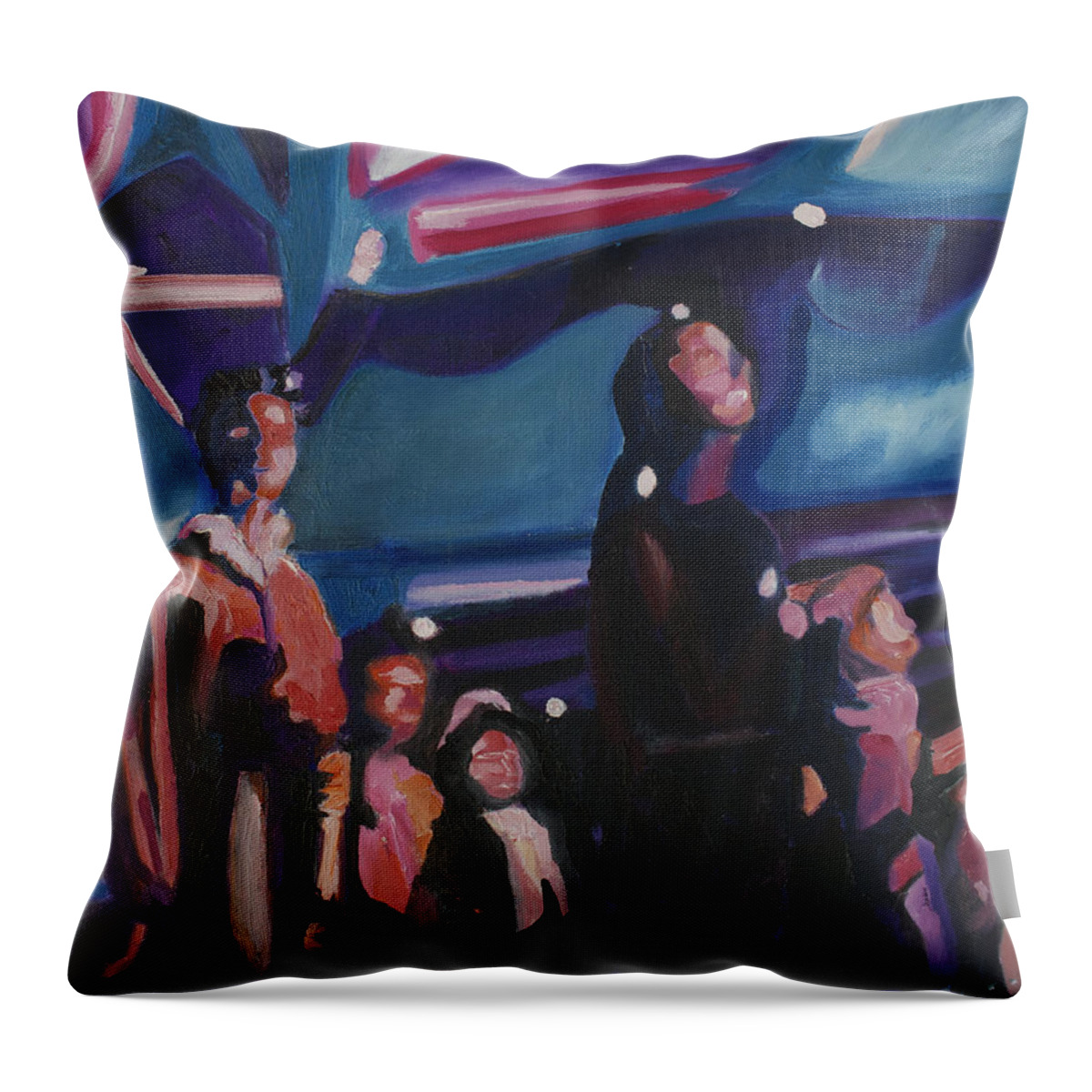 Night Scenes Throw Pillow featuring the painting Watching Alex Grey II by Patricia Arroyo