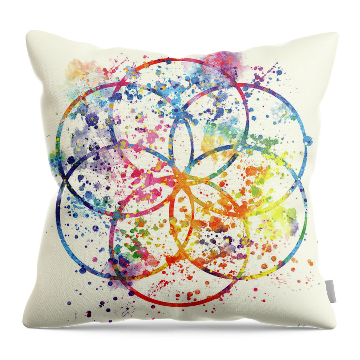 Watercolor Throw Pillow featuring the painting Watercolor - Sacred Geometry For Good Luck by Vart
