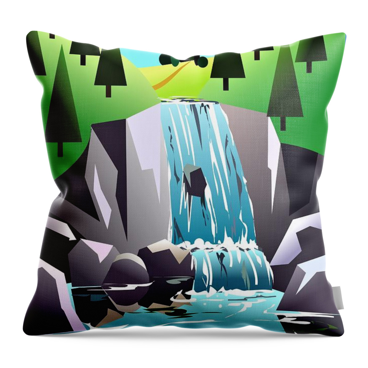 Waterfall Throw Pillow featuring the digital art Waterfall by Fatline Graphic Art