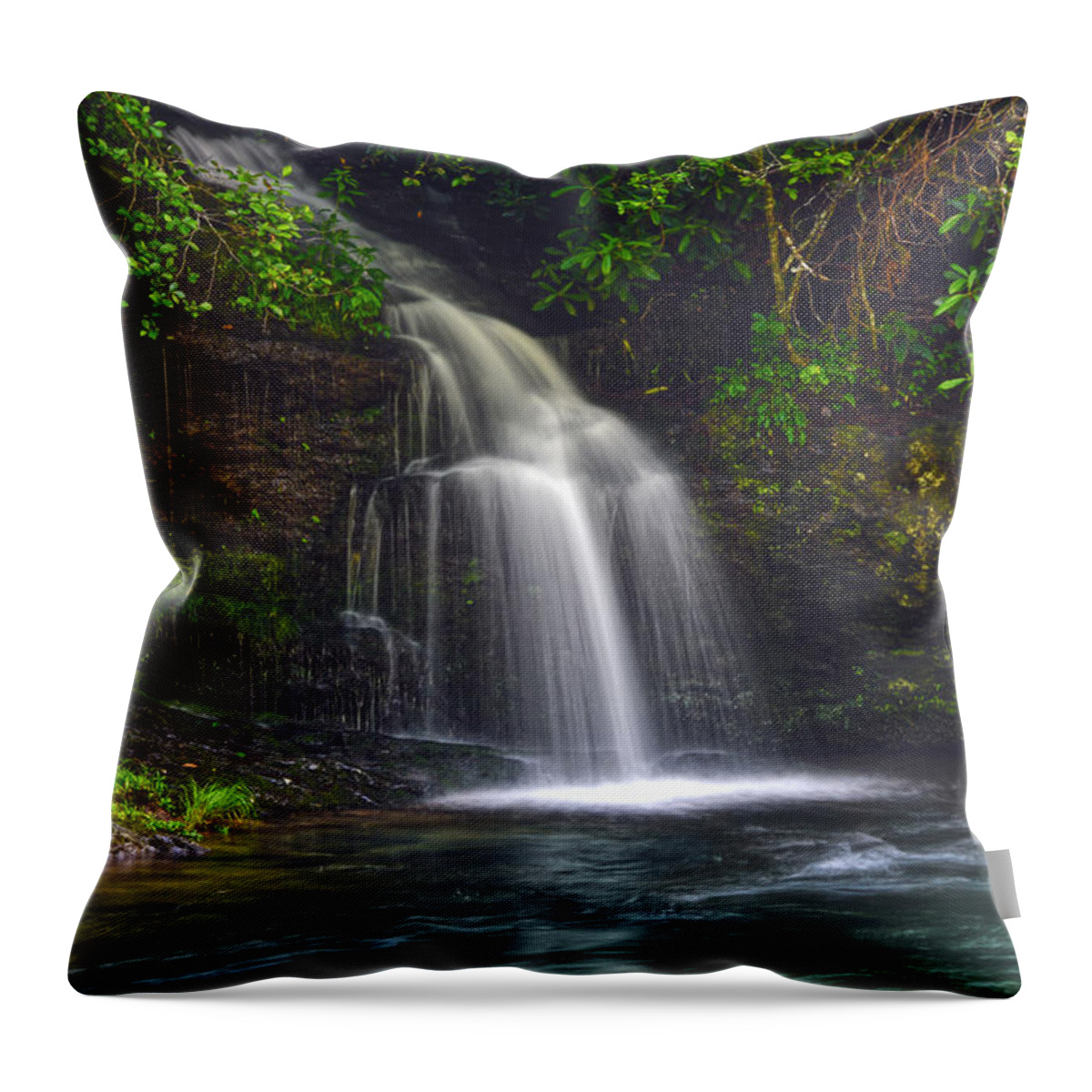 Waterfall Throw Pillow featuring the photograph Waterfall On Little River by Phil Perkins