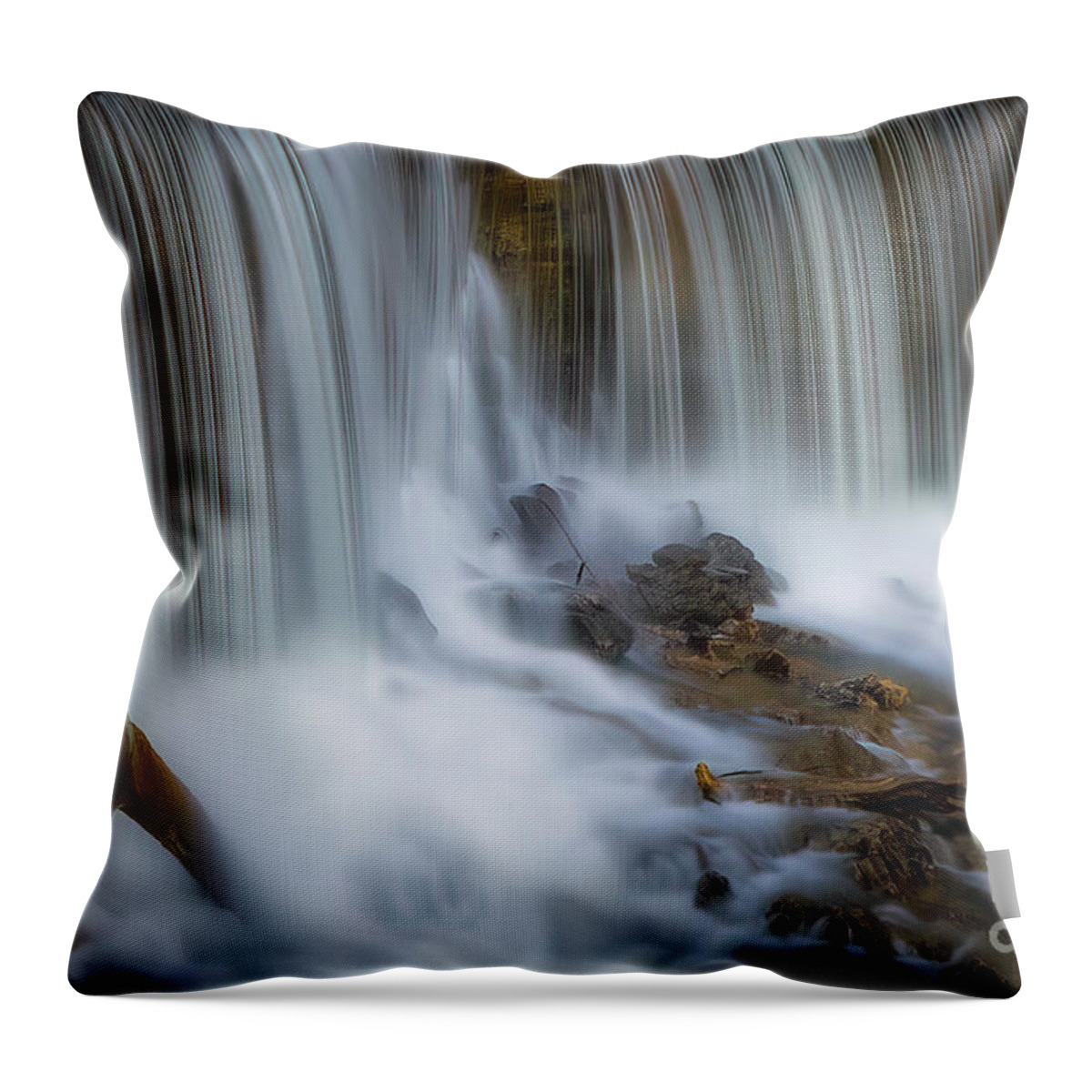 Amis Mill Throw Pillow featuring the photograph Waterfalls at Amis Mill by Shelia Hunt