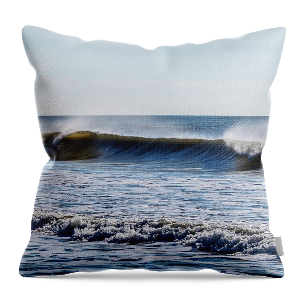 Beach Throw Pillow featuring the photograph Wave Mist Photograph by Louis Dallara