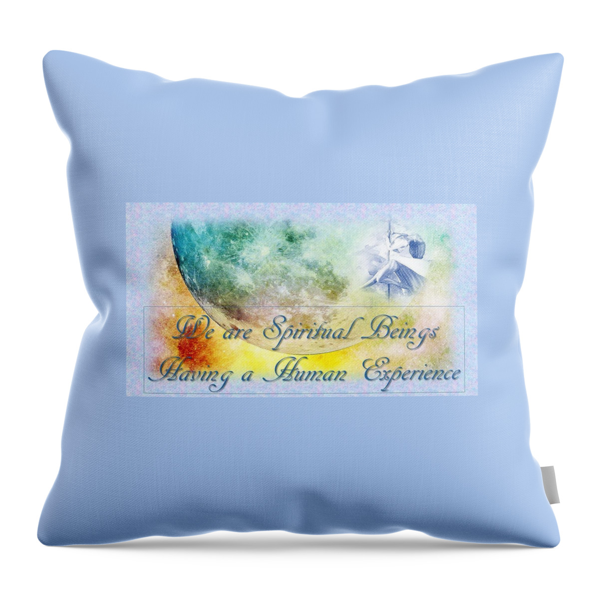 Moon Throw Pillow featuring the mixed media We Are Spiritual Beings by Nancy Ayanna Wyatt