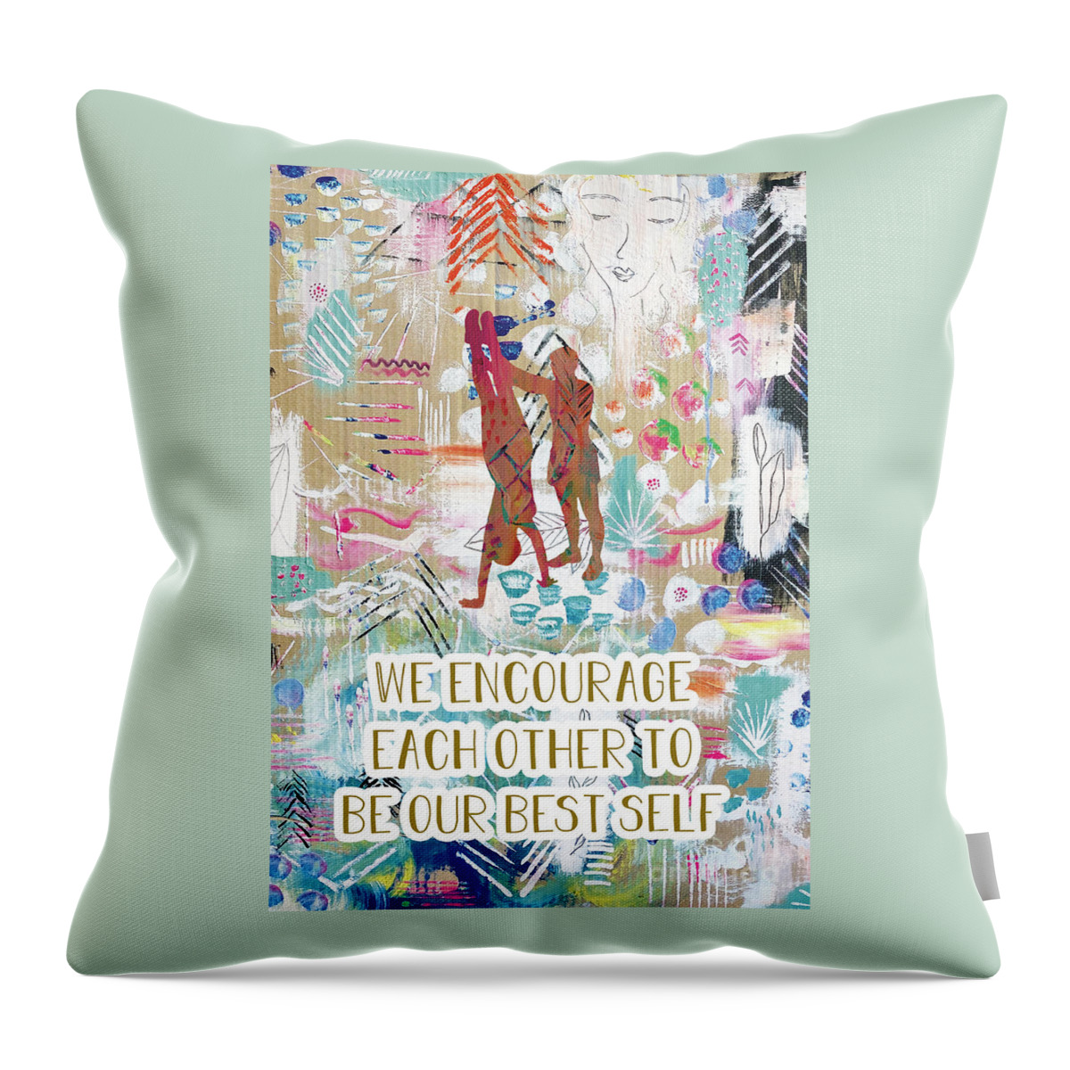 We Encourage Each Other Throw Pillow featuring the painting We encourage each other by Claudia Schoen