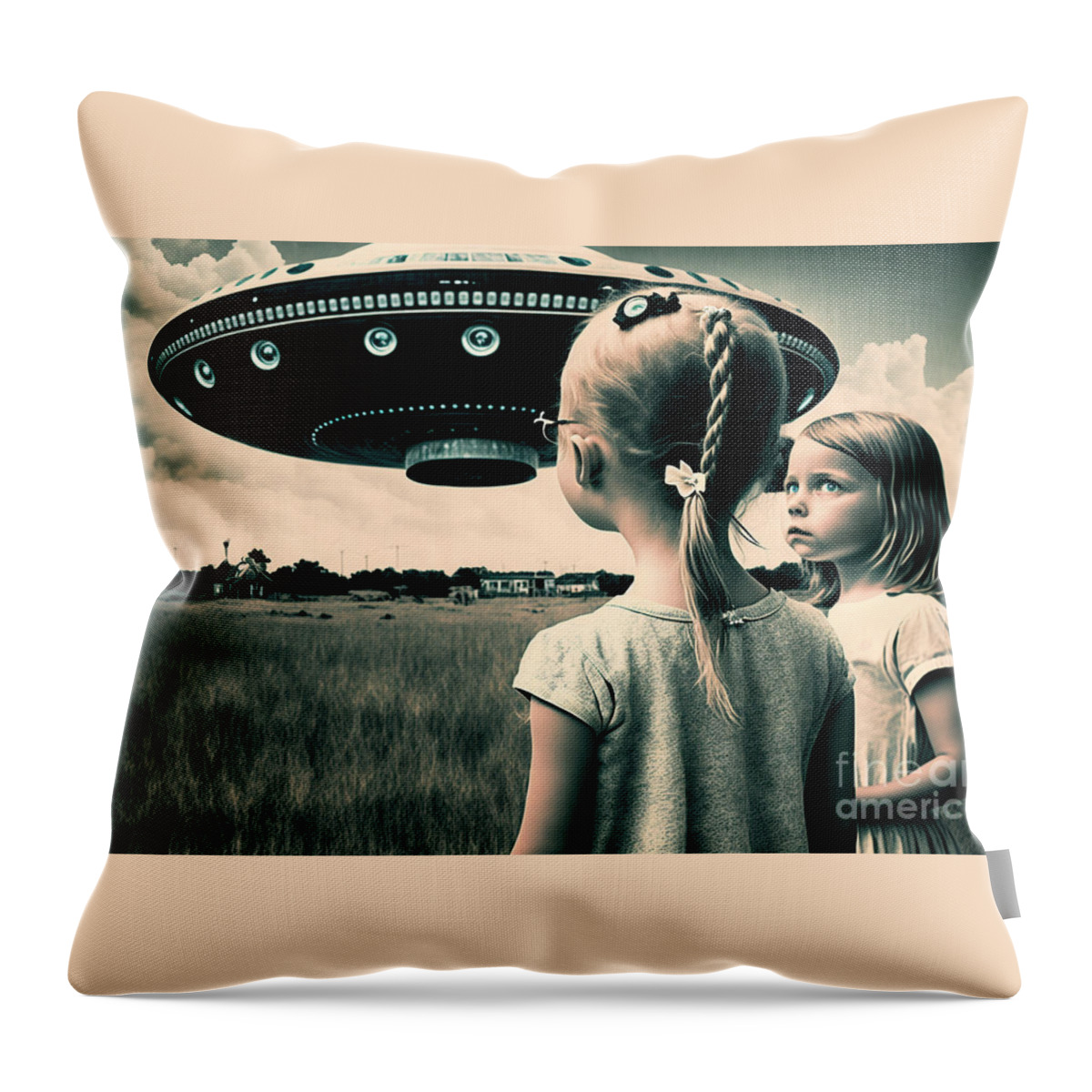 Ufo Throw Pillow featuring the digital art We Really Should Go Now by Jay Schankman