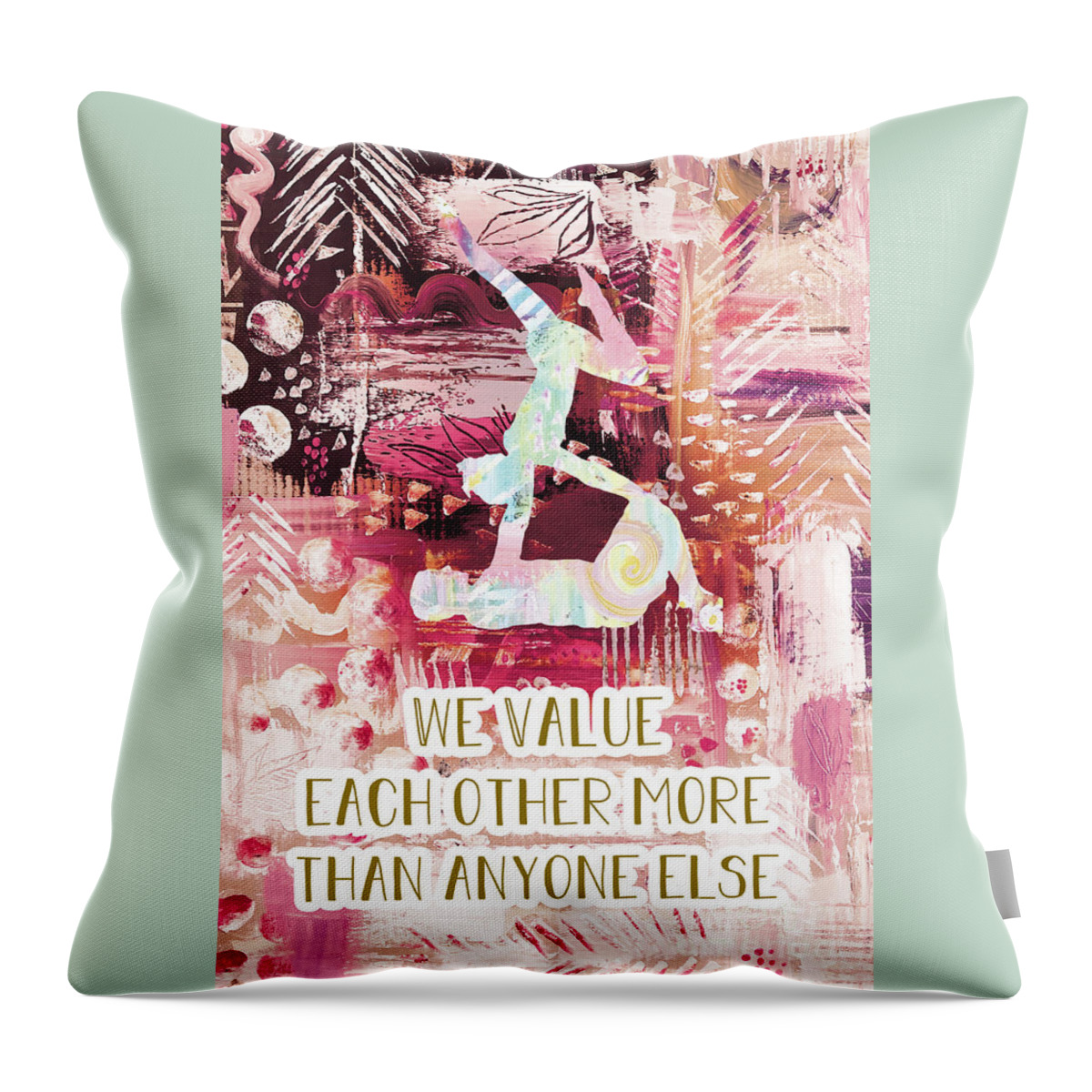 We Value Each Other Throw Pillow featuring the drawing We value each other by Claudia Schoen
