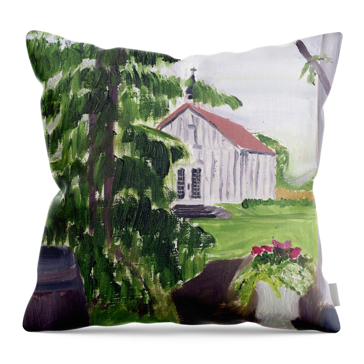 Oregon Throw Pillow featuring the painting Wedding Day Oregon 2019 by Linda Feinberg