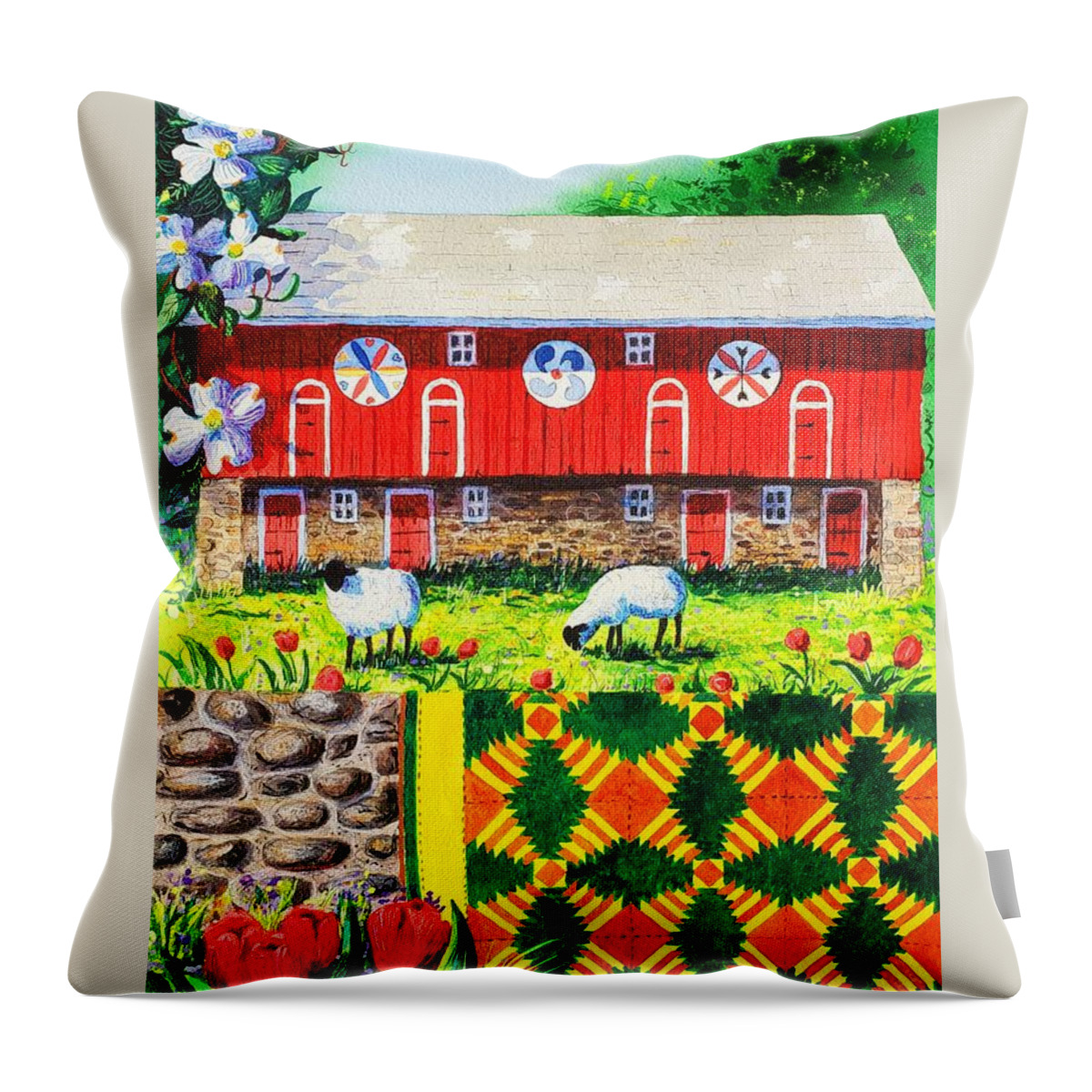 Barn Throw Pillow featuring the painting Welcome by Diane Phalen