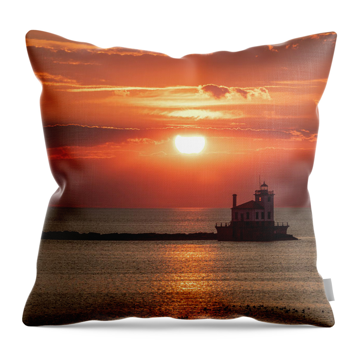 Lake Ontario Throw Pillow featuring the photograph West Pierhead Sunset by Rod Best