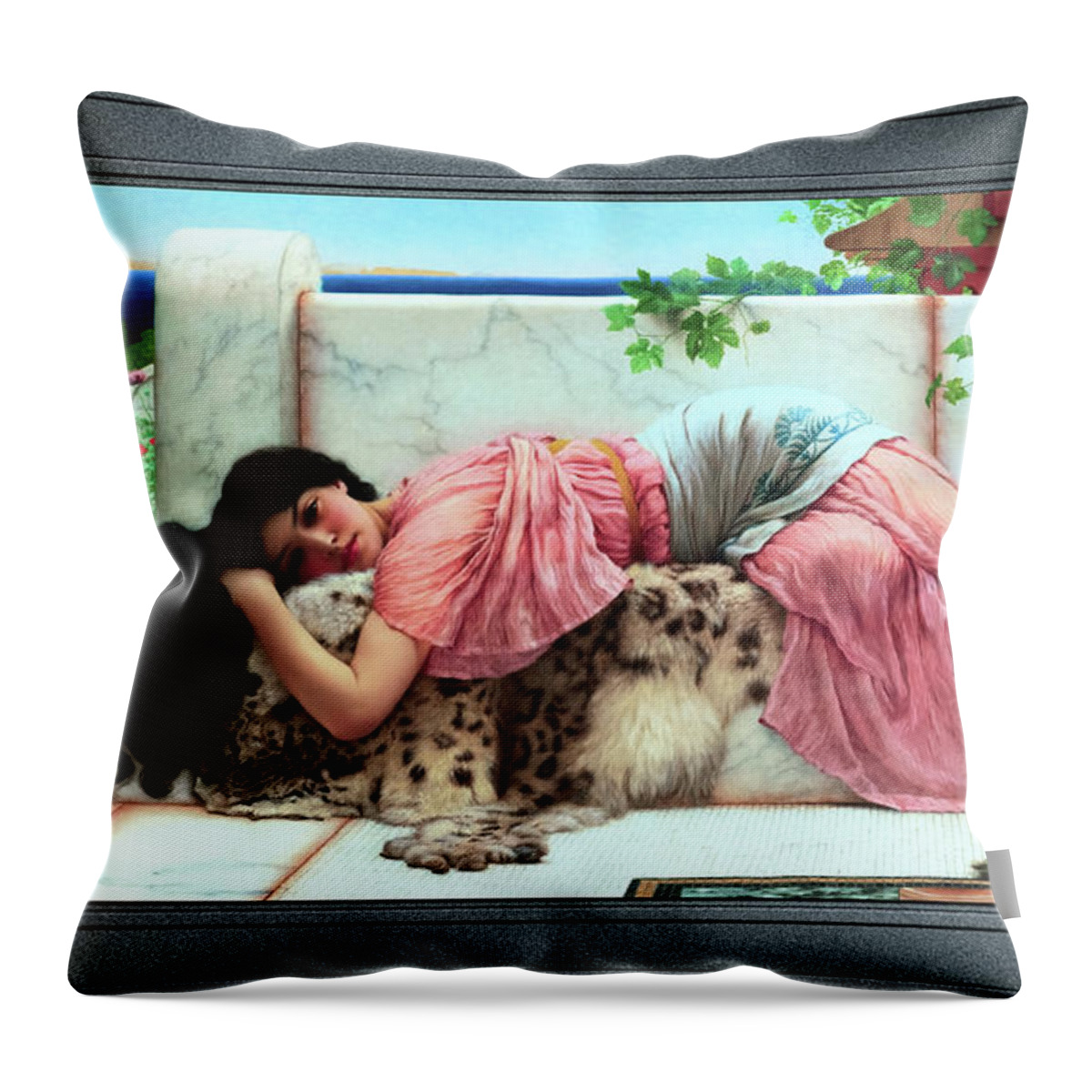 Young Girl Throw Pillow featuring the painting When The Heart Is Young by John William Godward Old Masters ClassicalArt Reproduction by Rolando Burbon