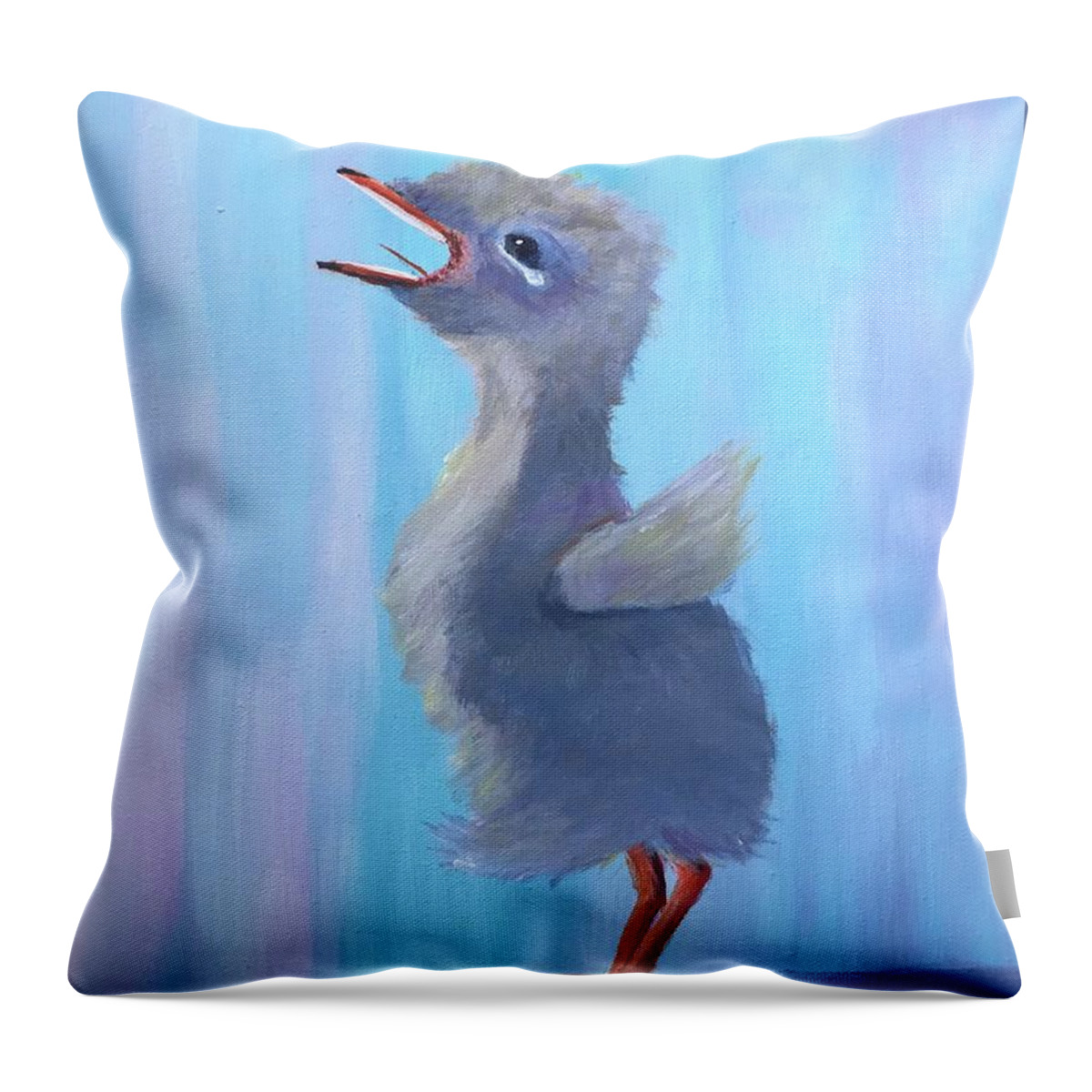 Baby Duck Throw Pillow featuring the painting Where are you by Deborah Naves