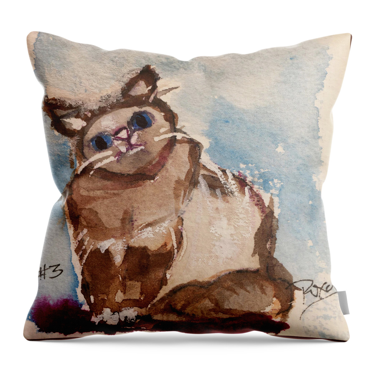 Whimsy Throw Pillow featuring the painting Whimsy Kitty 3 by Roxy Rich