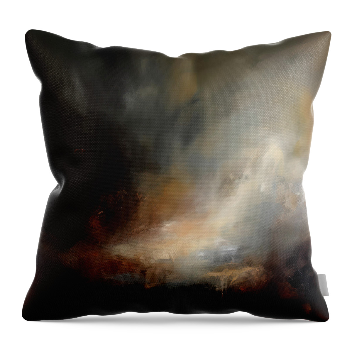 Dreamscapes Throw Pillow featuring the painting Whispers In The Dark 3 Atmospheric Abstract Painting by Jai Johnson