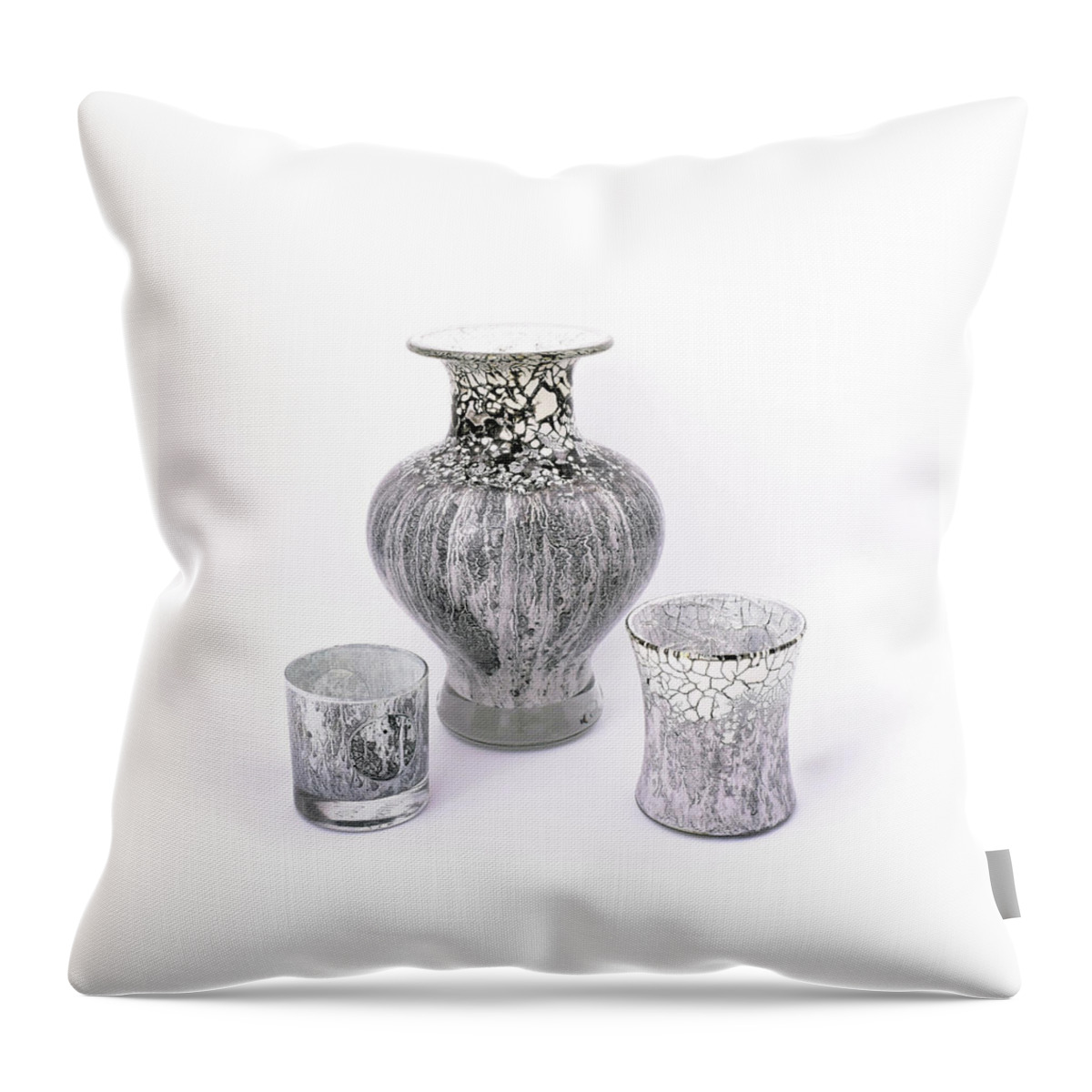 White Throw Pillow featuring the glass art White and Gray Set of Three by Christopher Schranck