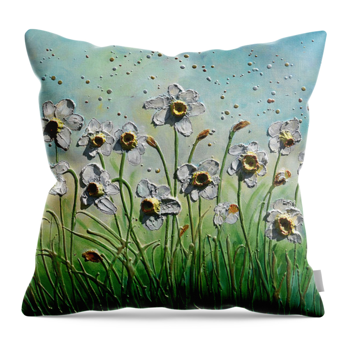 Daffodils Throw Pillow featuring the painting White Daffodils by Amanda Dagg