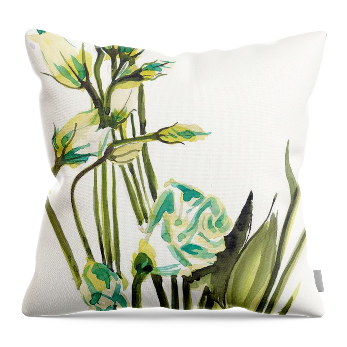 Flower Throw Pillow featuring the painting White Flowers by George Cret
