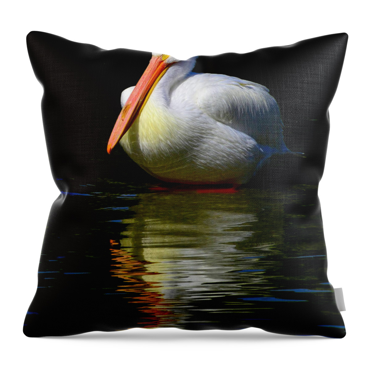 Pelican Throw Pillow featuring the photograph White Pelican of the Night by Alison Belsan Horton