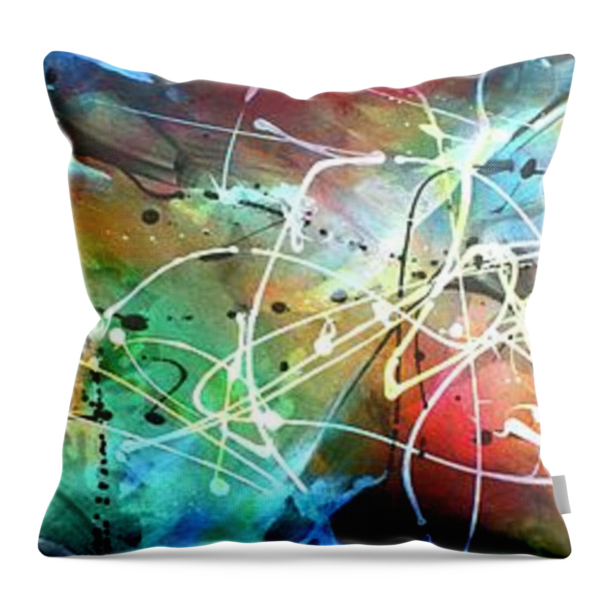 Abstract Throw Pillow featuring the painting White Treasure by Michael Lang