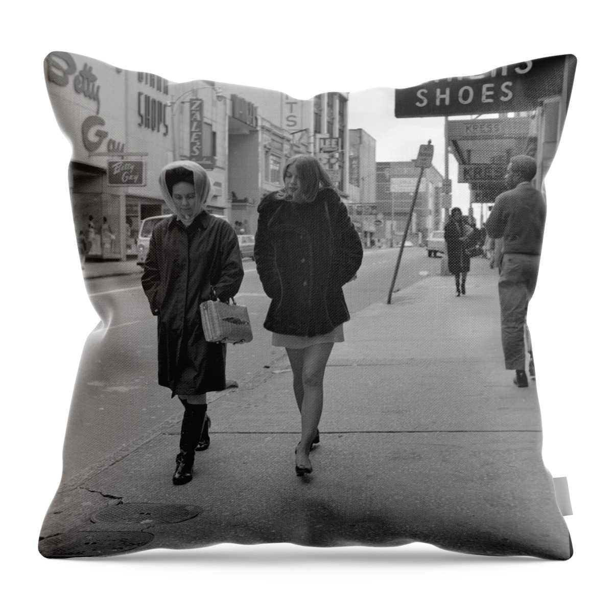 Atlanta Throw Pillow featuring the photograph Whitehall Street, Atlanta 1973 by John Simmons