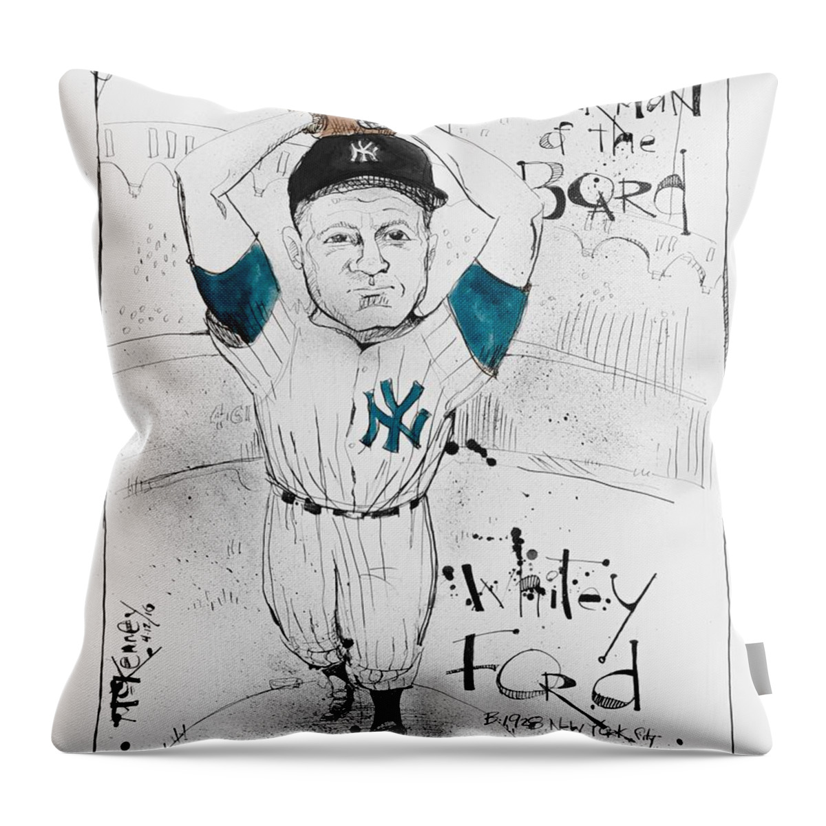  Throw Pillow featuring the photograph Whitey Ford by Phil Mckenney