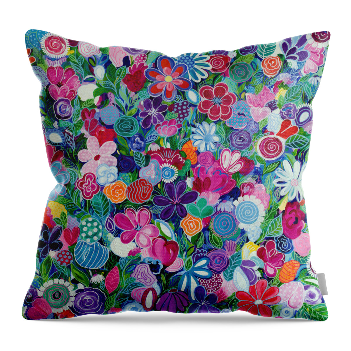 Abstract Floral Throw Pillow featuring the painting Wildflowers by Beth Ann Scott
